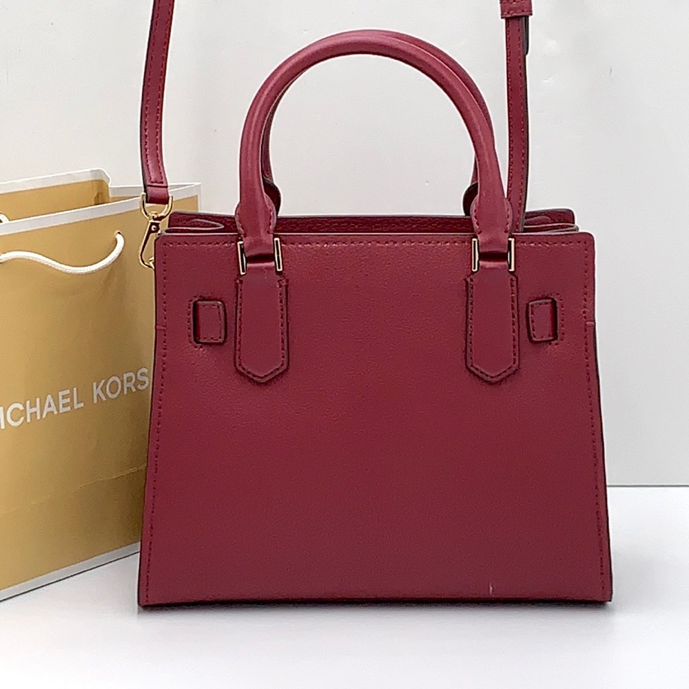 Michael Kors Hamilton Small Satchel Shoulder Crossbody Bag Dark Cherry COLOR - Picture 3 of 16